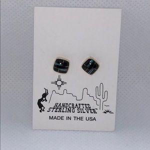 Sterling silver earring with onyx and opal